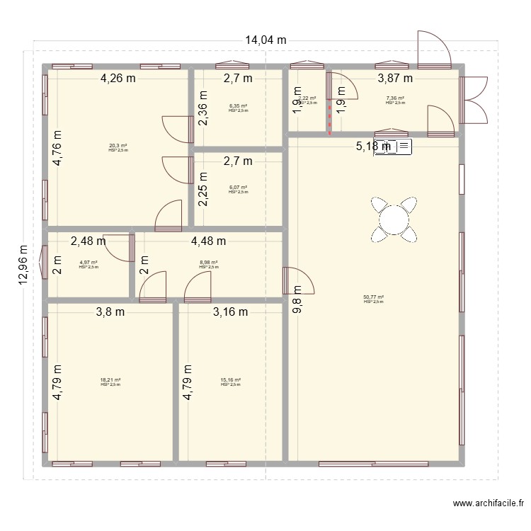 VILLA A1. Plan de 10 pièces et 140 m2