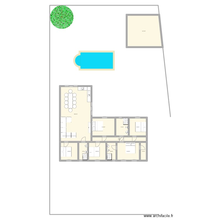 Plan L gauche St palais. Plan de 12 pièces et 176 m2
