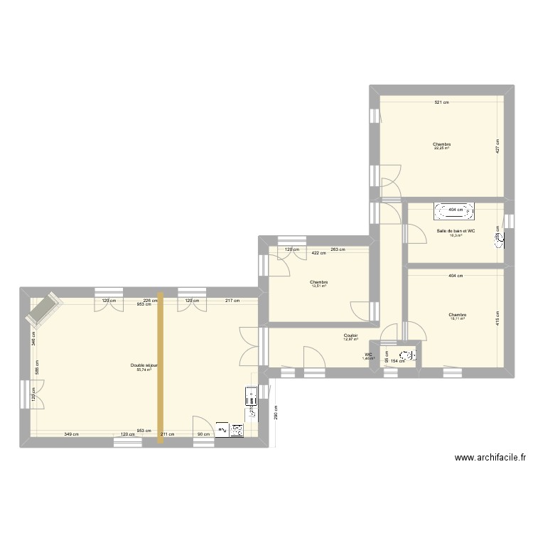 salon1. Plan de 7 pièces et 132 m2