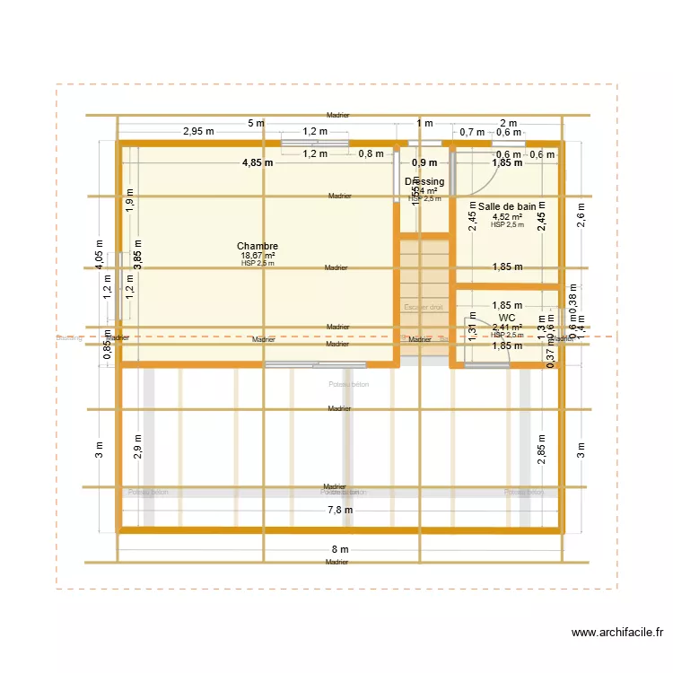 PALTON 56 M&sup2; avec 1&eacute;tage. Plan de 