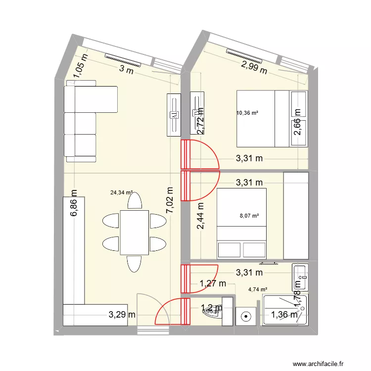 Avoriaz - Le Snow - T2 - V3. Plan de 5  et 48 m²