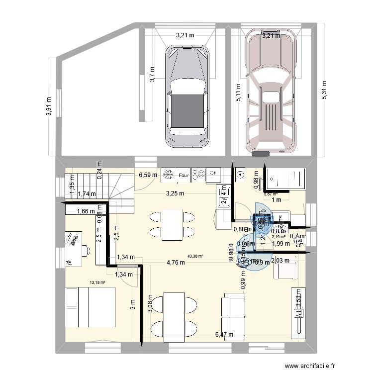 malpas 2. Plan de 4 pièces et 65 m2