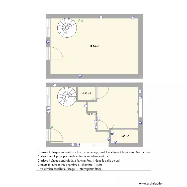 D&eacute;pendance bas &eacute;lec. Plan de 4  et 38 m²