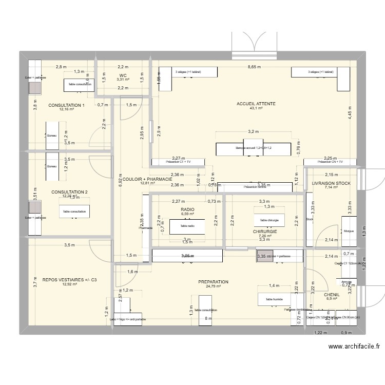 CV1b. Plan de 11 pièces et 149 m2
