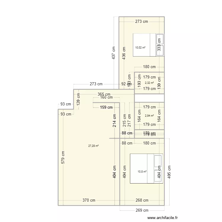rdc 58m&sup2;. Plan de 