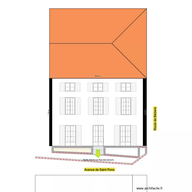 facade entree bar. Plan de facade entree bar. Plan de