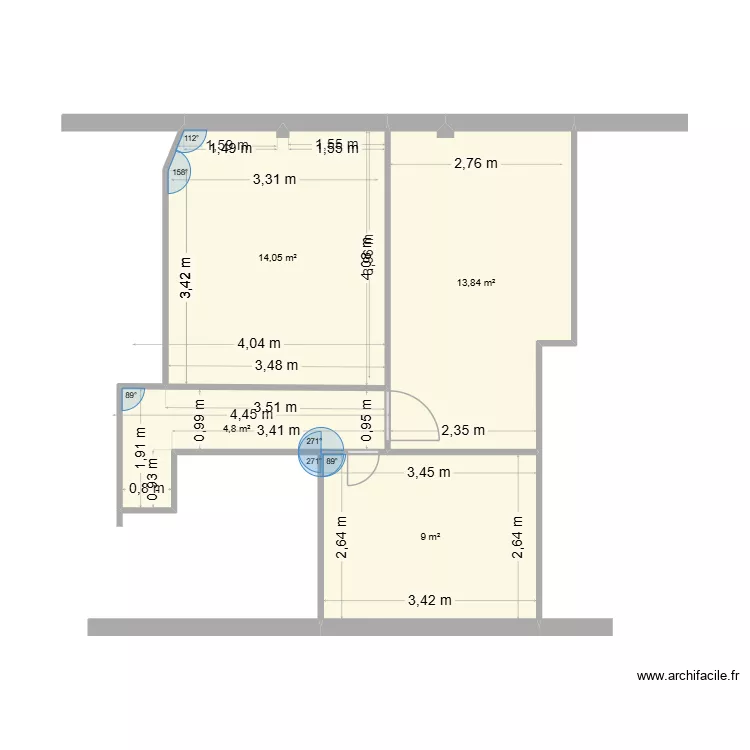 2&egrave;me &eacute;tage Pontfa. Plan de 4  et 42 m²