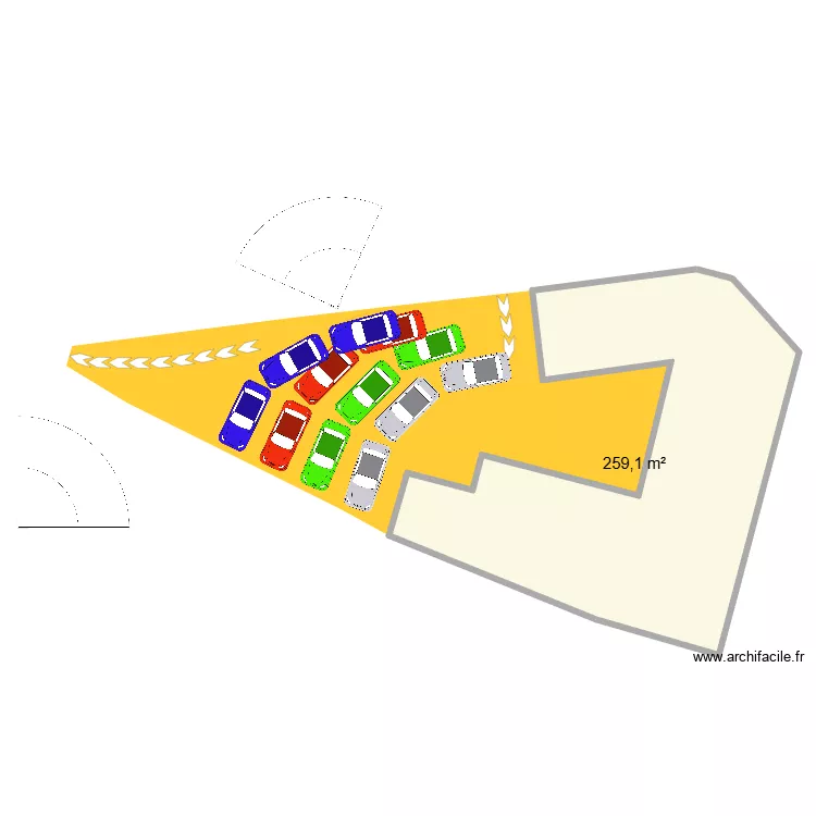 Bou&eacute;e - Estuaire - Stationnements V3. Plan de 1  et 259 m²