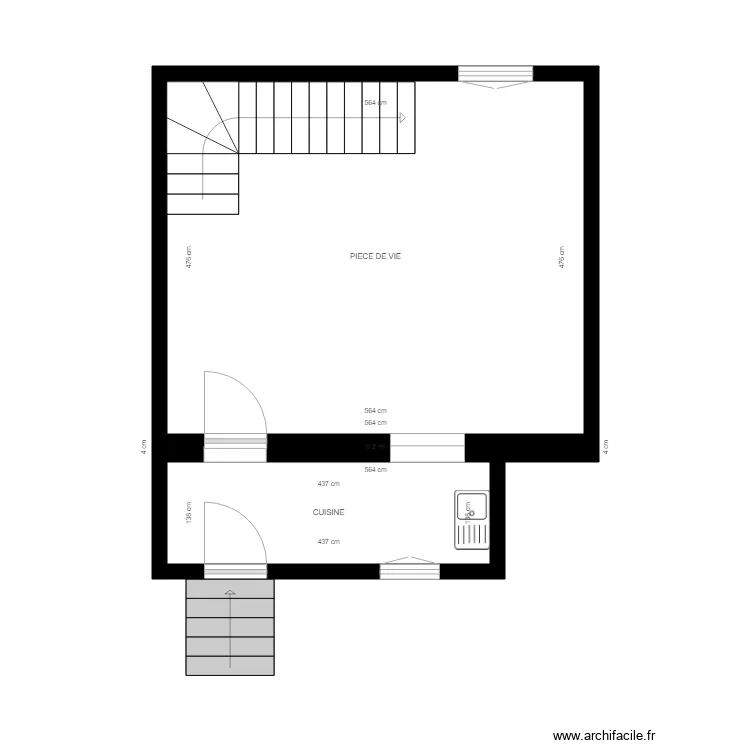 BI 34246 RDC. Plan de 3  et 33 m²