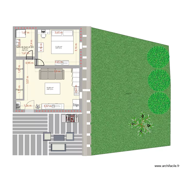 Appartement. Plan de 5  et 36 m²