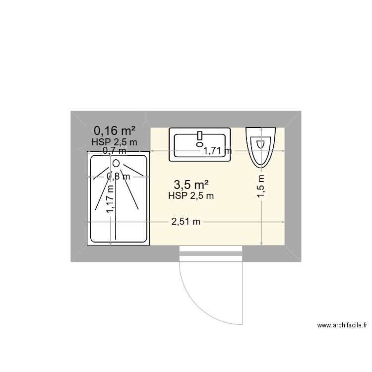 leclerc. Plan de 2 pièces et 4 m2