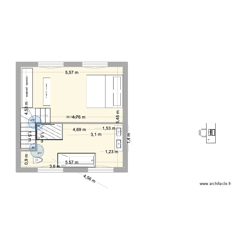 Plan combles version Sylvie 2. Plan de 1 pièce et 30 m2