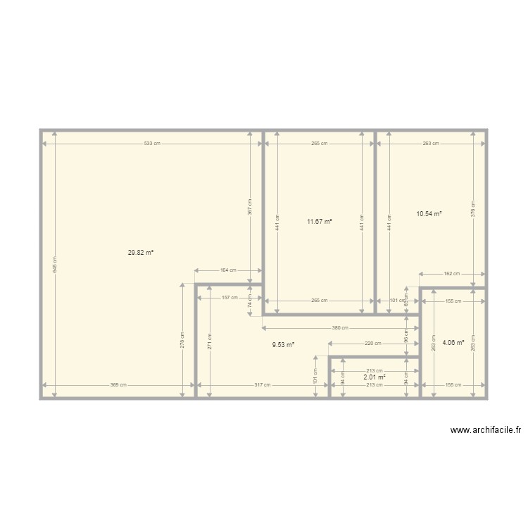 Calonne. Plan de 6 pièces et 68 m2