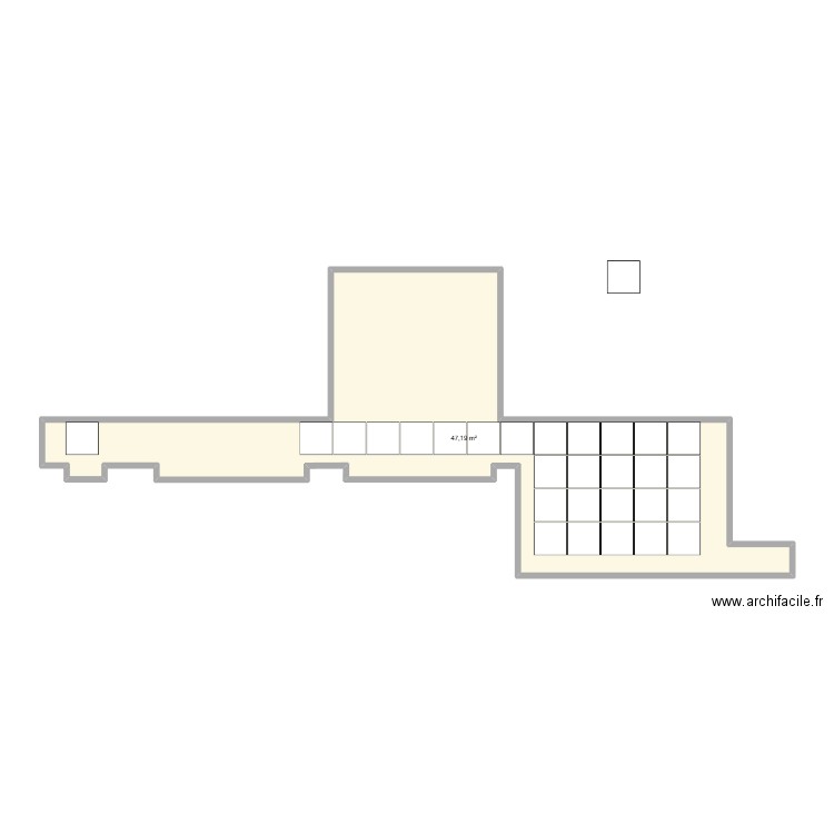 TERASSE. Plan de 1 pièce et 47 m2