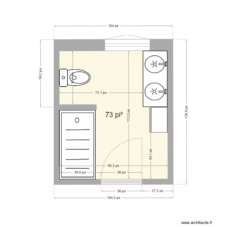 SALLE DE BAIN 407 SMITH RDC version 1. Plan de 