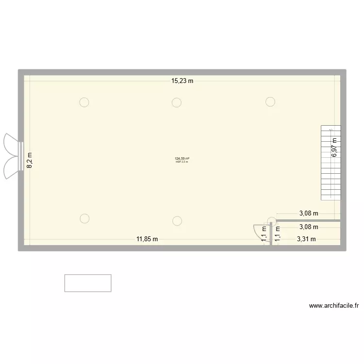 TEMPLE. Plan de 1 Pièce et 125 m²