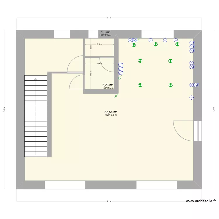 Maison Alisson et Stefan. Plan de 3  et 56 m²