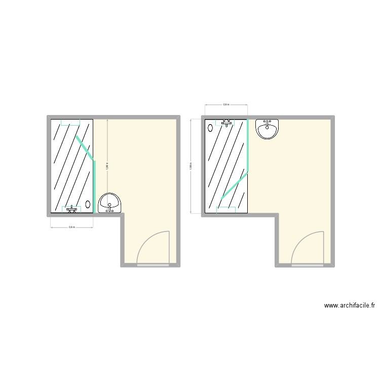 LEGER. Plan de 2 pièces et 13 m2