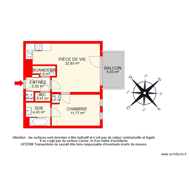 BI 29638. Plan de 13 pièces et 65 m2