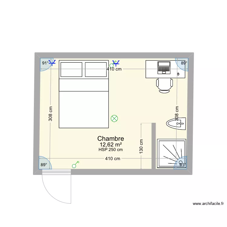 Chambre simple. Plan de 