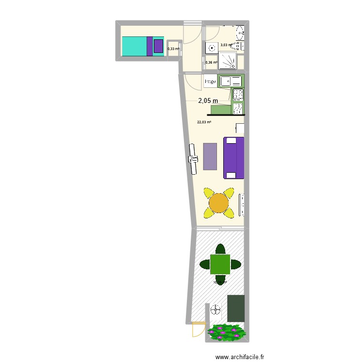 Plan appart Port Camargue. Plan de 5 pièces et 36 m2
