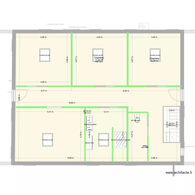 Baylet &eacute;tage plan occupation. Plan de 