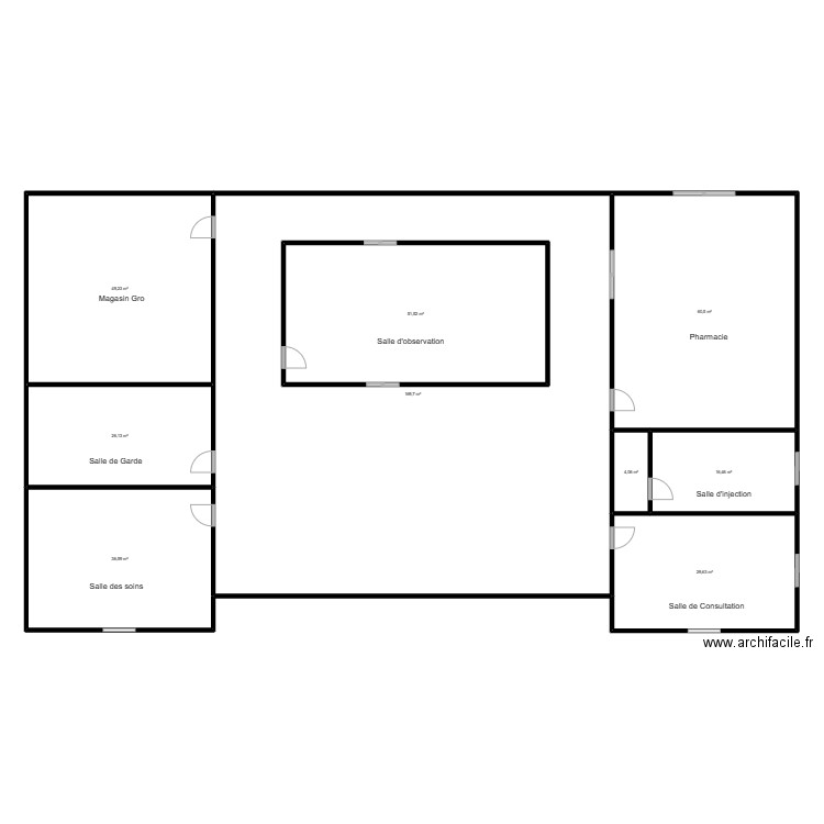  VUE EN PLAN DISPENSAIRE. GBAPKODJI. Plan de 9 pièces et 498 m2