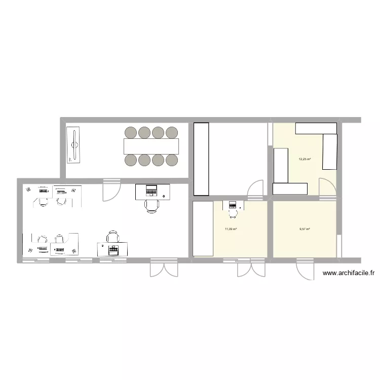 bureau moniteurs plan julien samuel. Plan de 3  et 33 m²