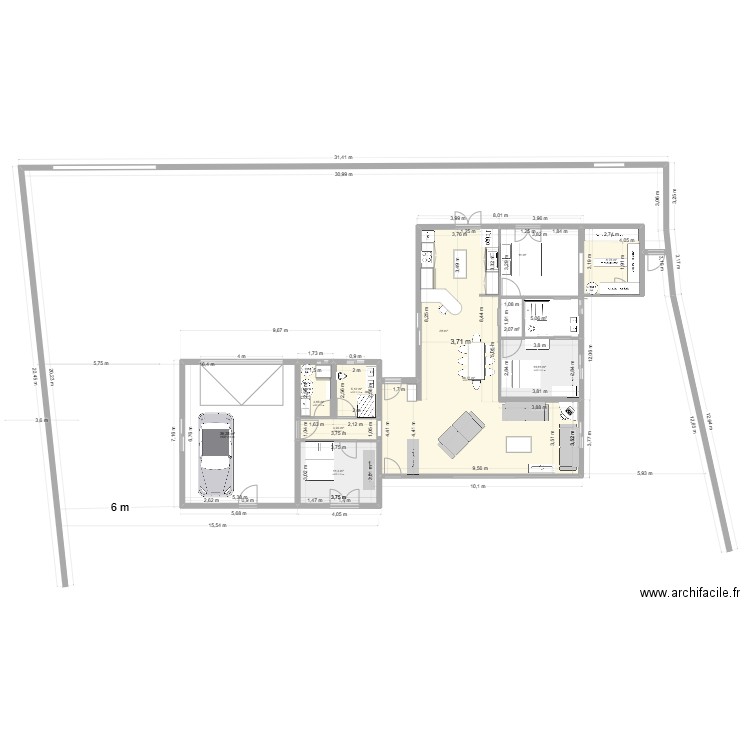 didier maison  existante. Plan de 10 pièces et 154 m2