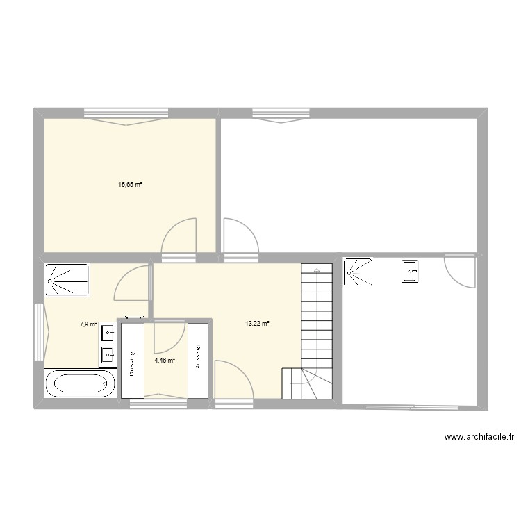 Projet RDC Ampere. Plan de 4 pièces et 41 m2
