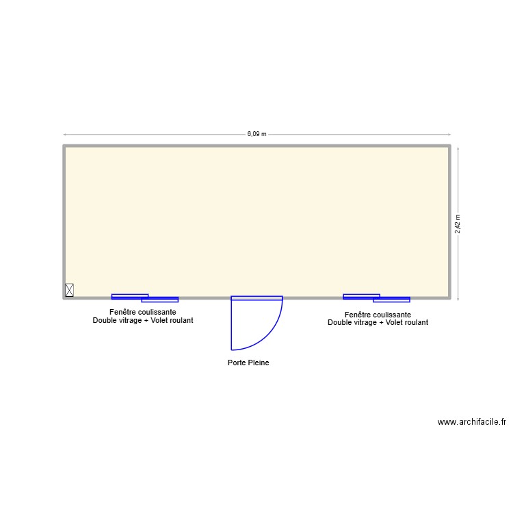 Projet Menuiserie Anzalone. Plan de 1 pièce et 14 m2