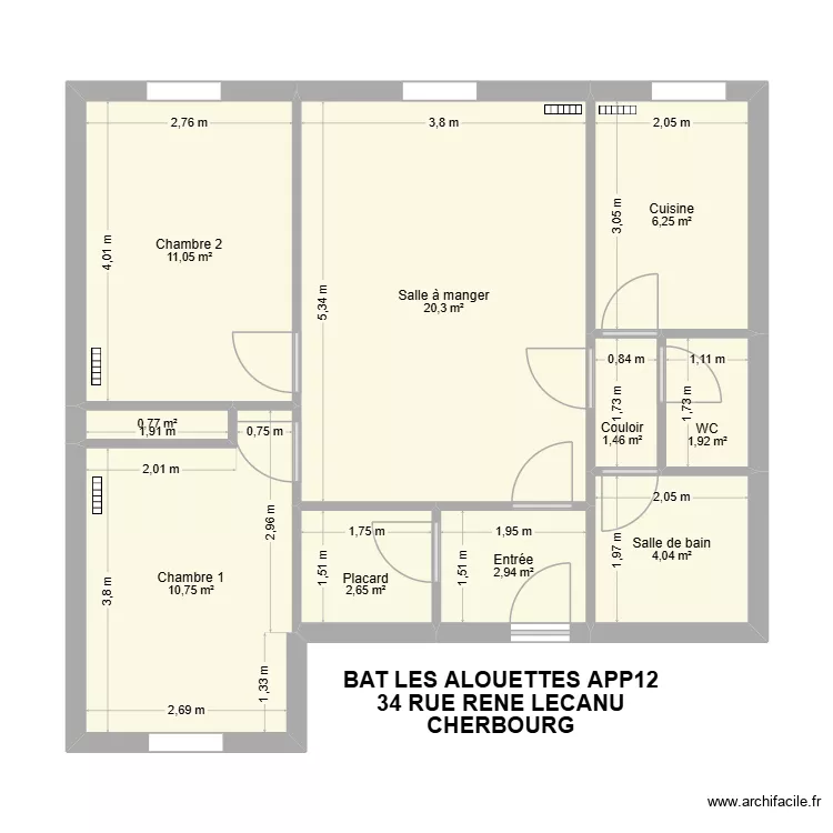 BAT LES ALOUETTES APP12. Plan de BAT LES ALOUETTES APP12. Plan de