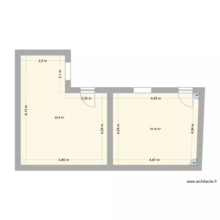 PB 3 et 4. Plan de 2 Pièces et 44 m² PB 3 et 4. Plan de 2 Pièces et 44 m²