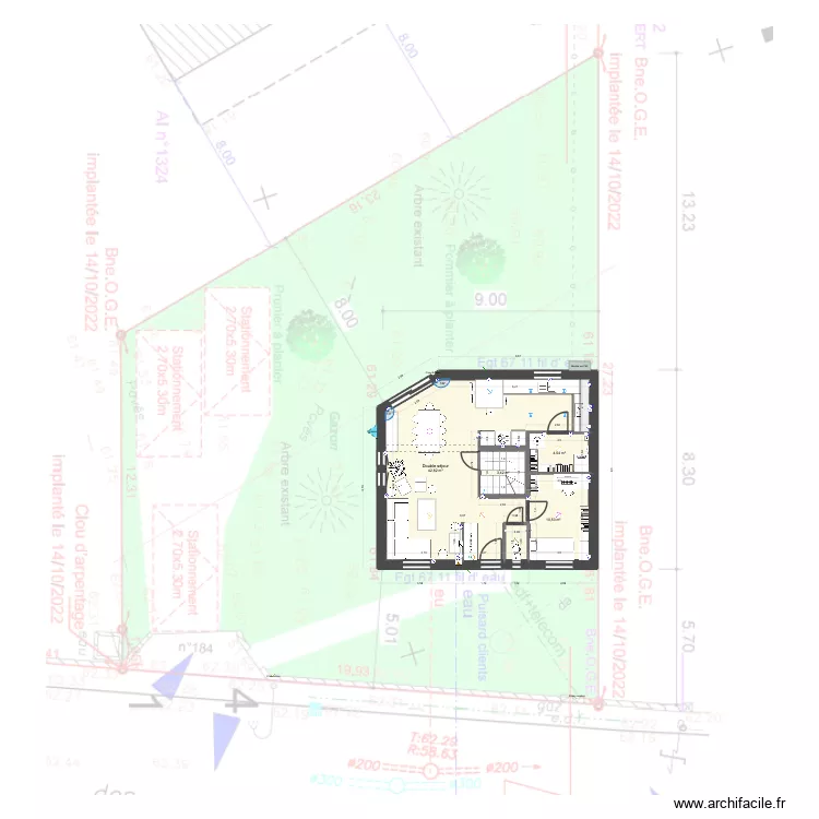 Plan travaux 22 janvier. Plan de 16  et 184 m²