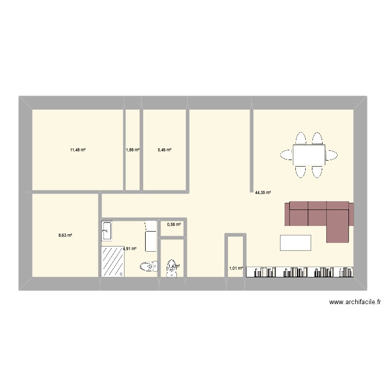 lot aout 25. Plan de 9 pièces et 80 m2
