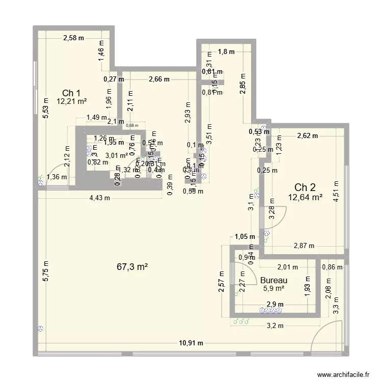 Cr&egrave;che Kellerman. Plan de 6 pièces et 102 m²