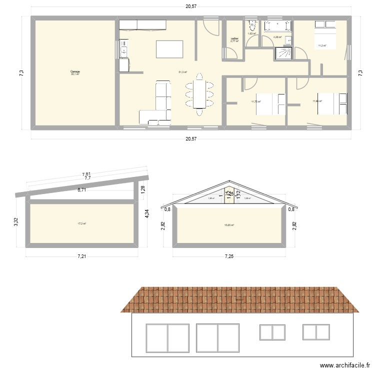 Glass house. Plan de 10 pièces et 163 m2