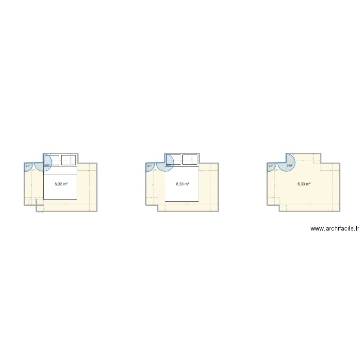 Chambre serre che. Plan de 3 pièces et 19 m2