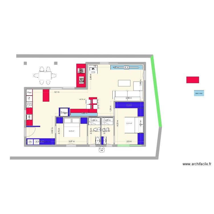 roc3bis. Plan de 5 pièces et 76 m2