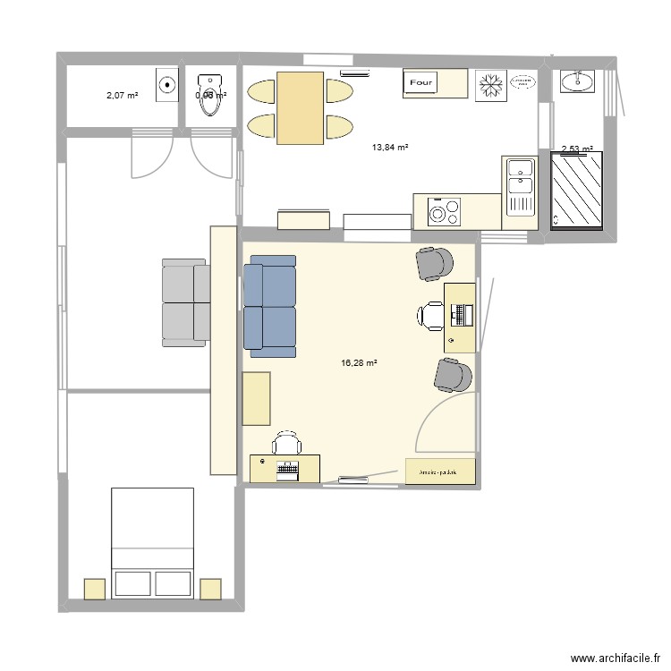chalet 2. Plan de 5 pièces et 36 m2