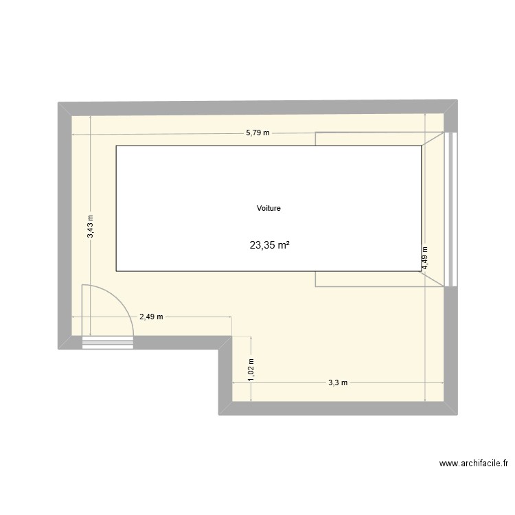 Garage. Plan de 1 pièce et 23 m2