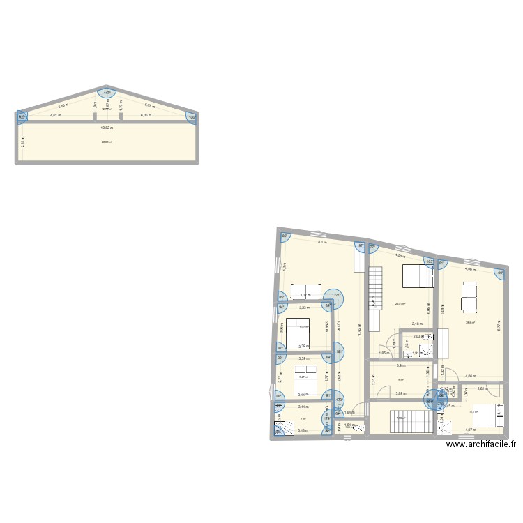 crest tabac. Plan de 13 pièces et 182 m2