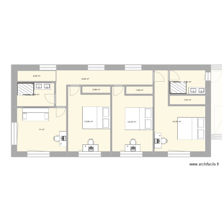 Last4. Plan de 16 pièces et 167 m2