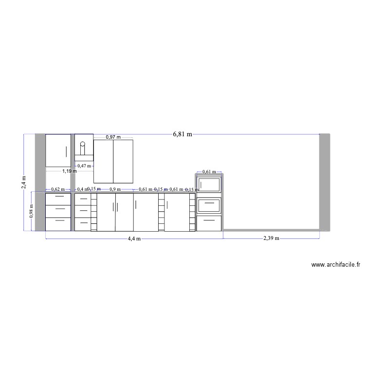 Cuisine Côté fenêtre. Plan de 0 pièce et 0 m2