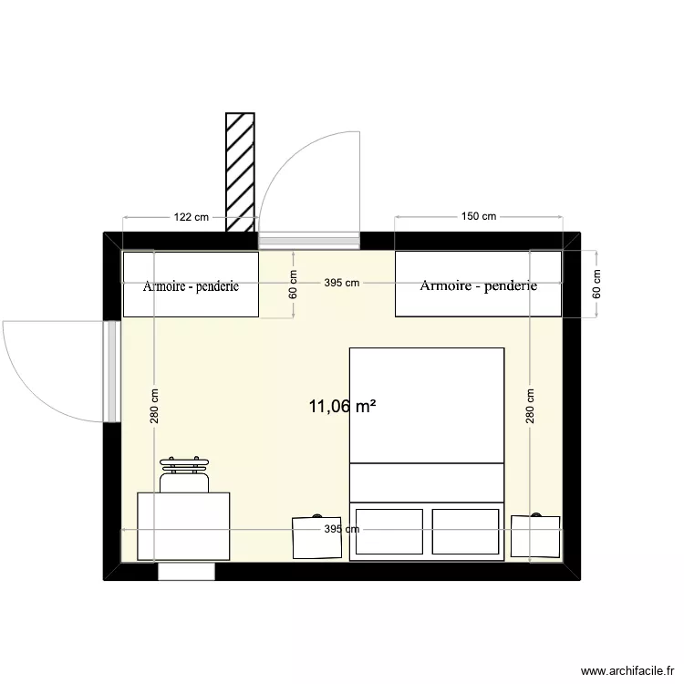plan interieur porte cote jardin. Plan de 