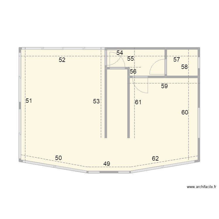 Appartement IV INSS. Plan de 3 pièces et 56 m2
