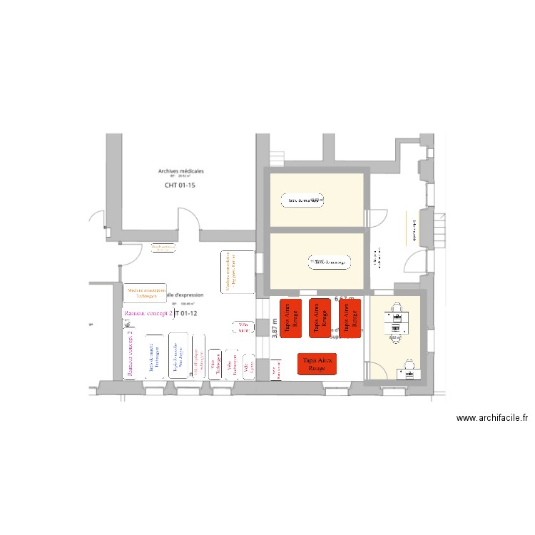 Sous sol UPA3 version 2. Plan de 3 pièces et 31 m2
