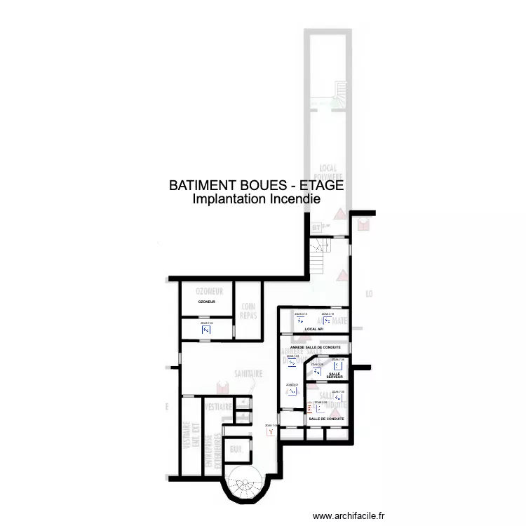 SOVEES BATIMENT BOUES - ETAGE Implantation. Plan de 