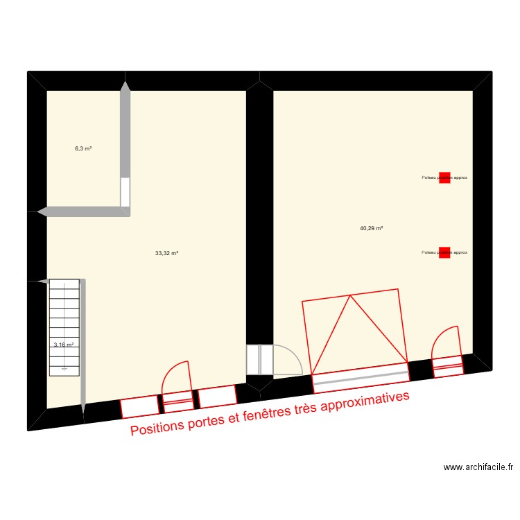 Bari Paillou rdc. Plan de 4 pièces et 83 m2
