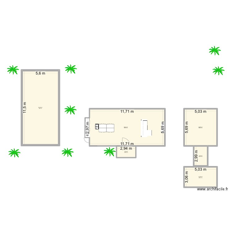 Plan maison module. Plan de 6 pièces et 188 m2